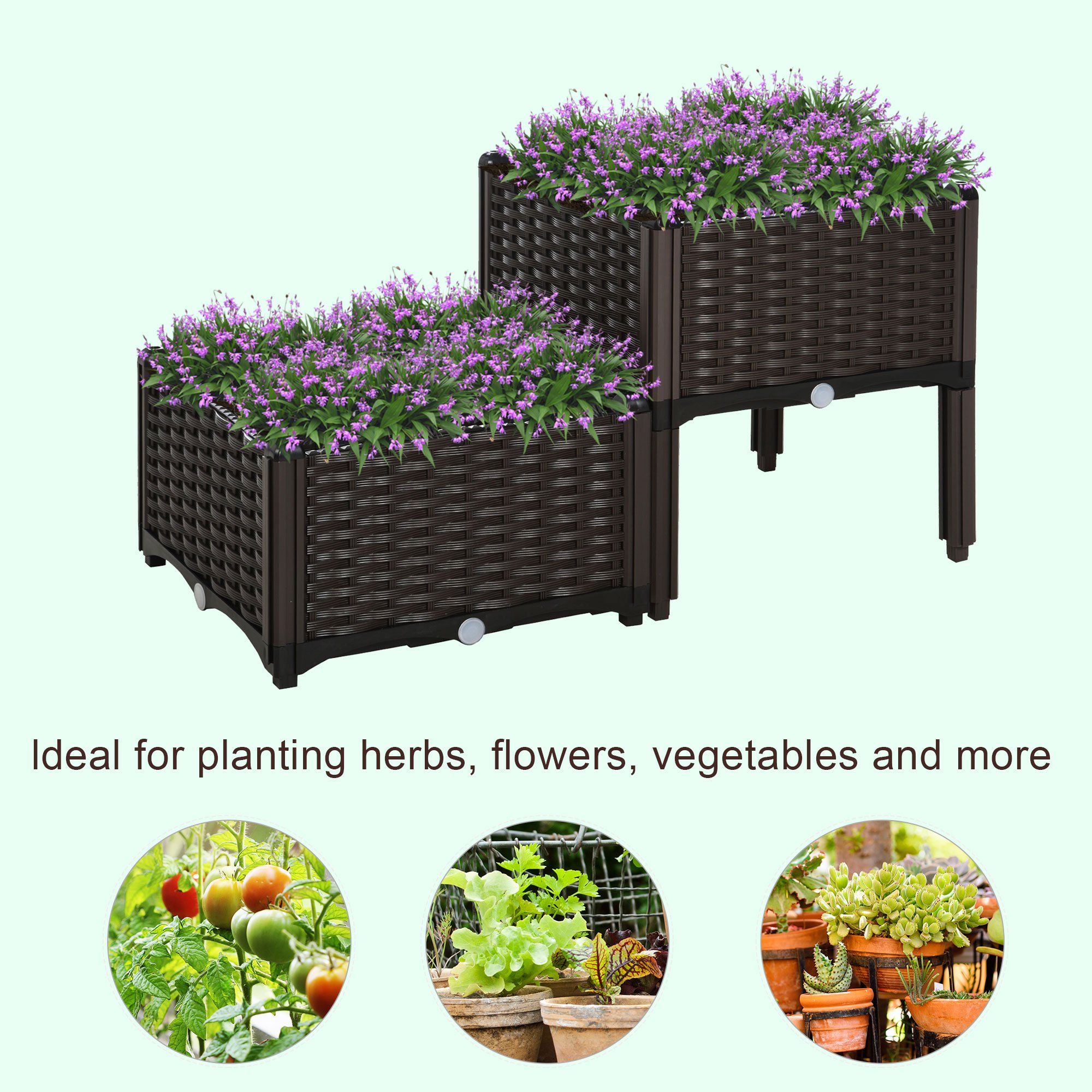 Raised Garden Bed With Legs, Self-Watering Planter Box Raised Bed To Grow Flowers
