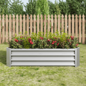 Metal Raised Garden Bed, Rectangle Raised Planter 4x2x1ft For Flowers Plants, Vegetables Herb Silver