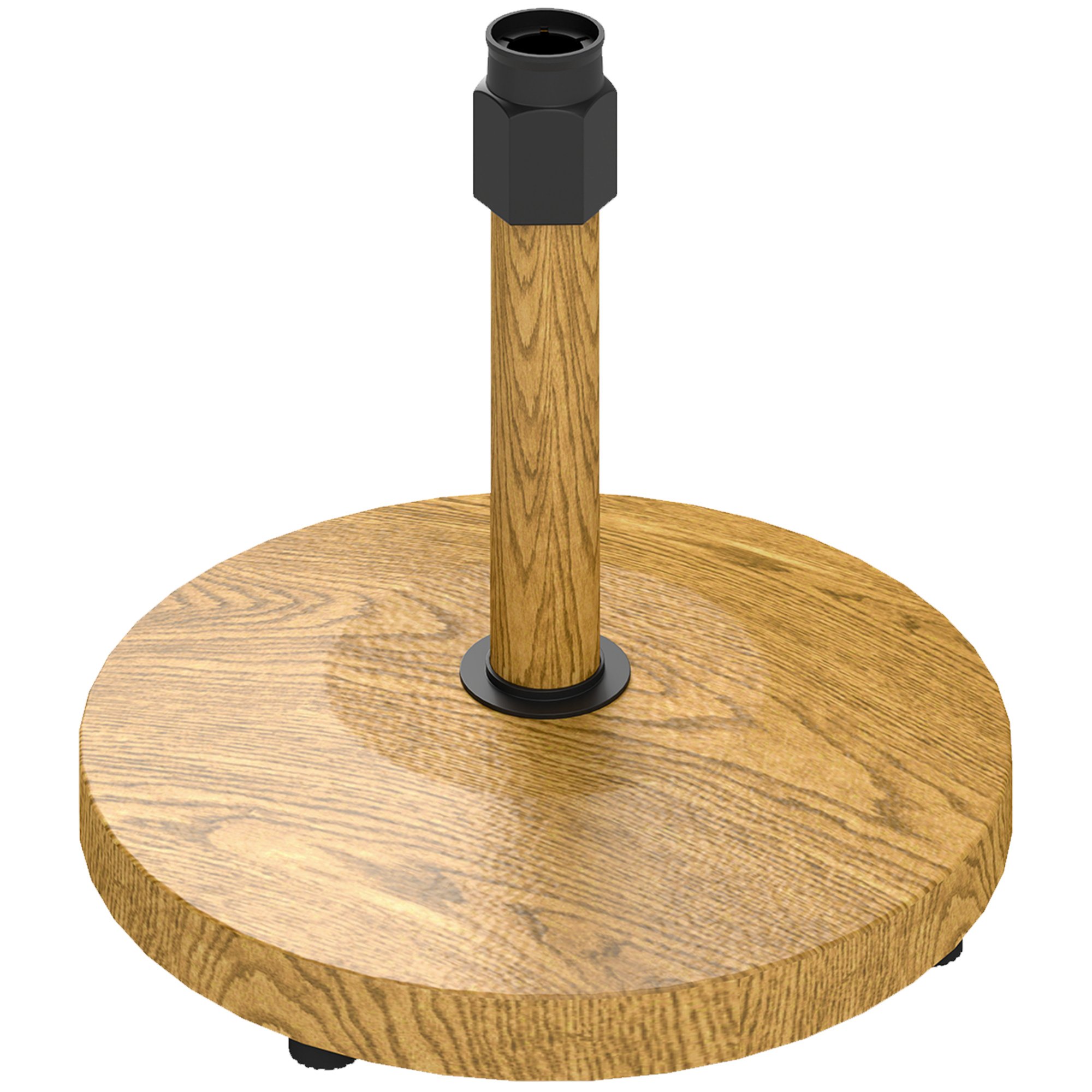 Patio Umbrella Base Holder, Outdoor Umbrella Base With Adjustable Pads, Heavy Duty Patio Umbrella Stand Base For Garden, Poolside, Nature Wood
