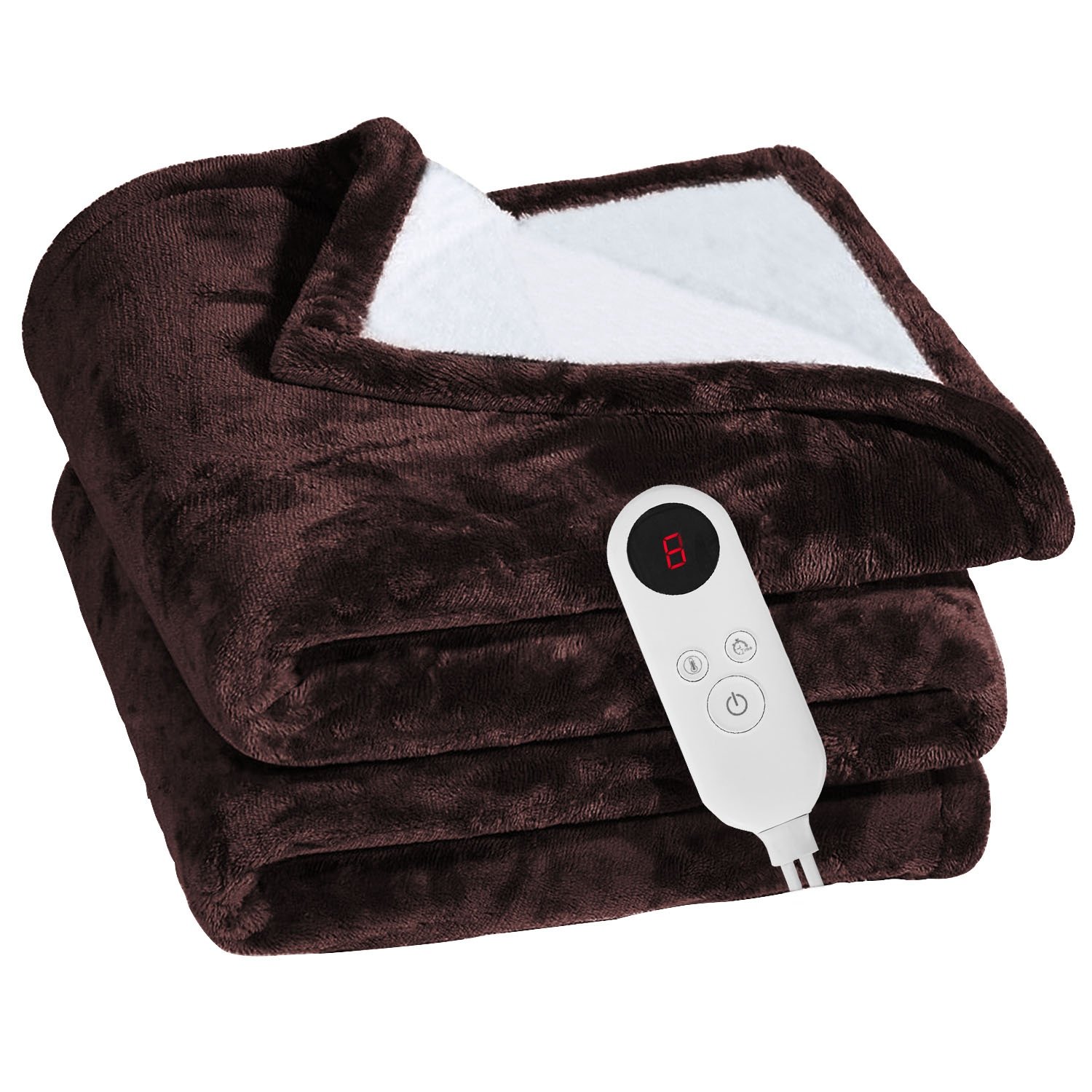 1Pc Electric Heated Flannel Throw Heated Blanket With 6 Heat Settings 1-8 Hours Auto Off Washable For Home Office Usage 59x50in