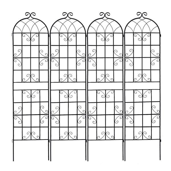 Metal Garden Trellis , Suitable For Climbing Plants, Outdoor Flower Stand - Black