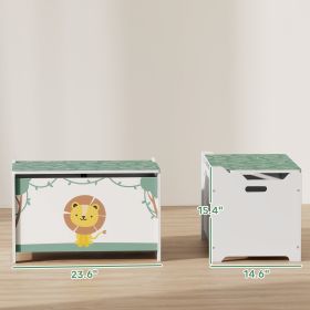 Toy Box With Lid, Safety Hinges And Groove Handles, Toy Storage Organizer For Kids, Living Room, Playroom, Green