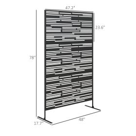 78 H X 48 W Metal Outdoor Privacy Screen, Freestanding Decorative Privacy Fence Screen For Balcony, Black
