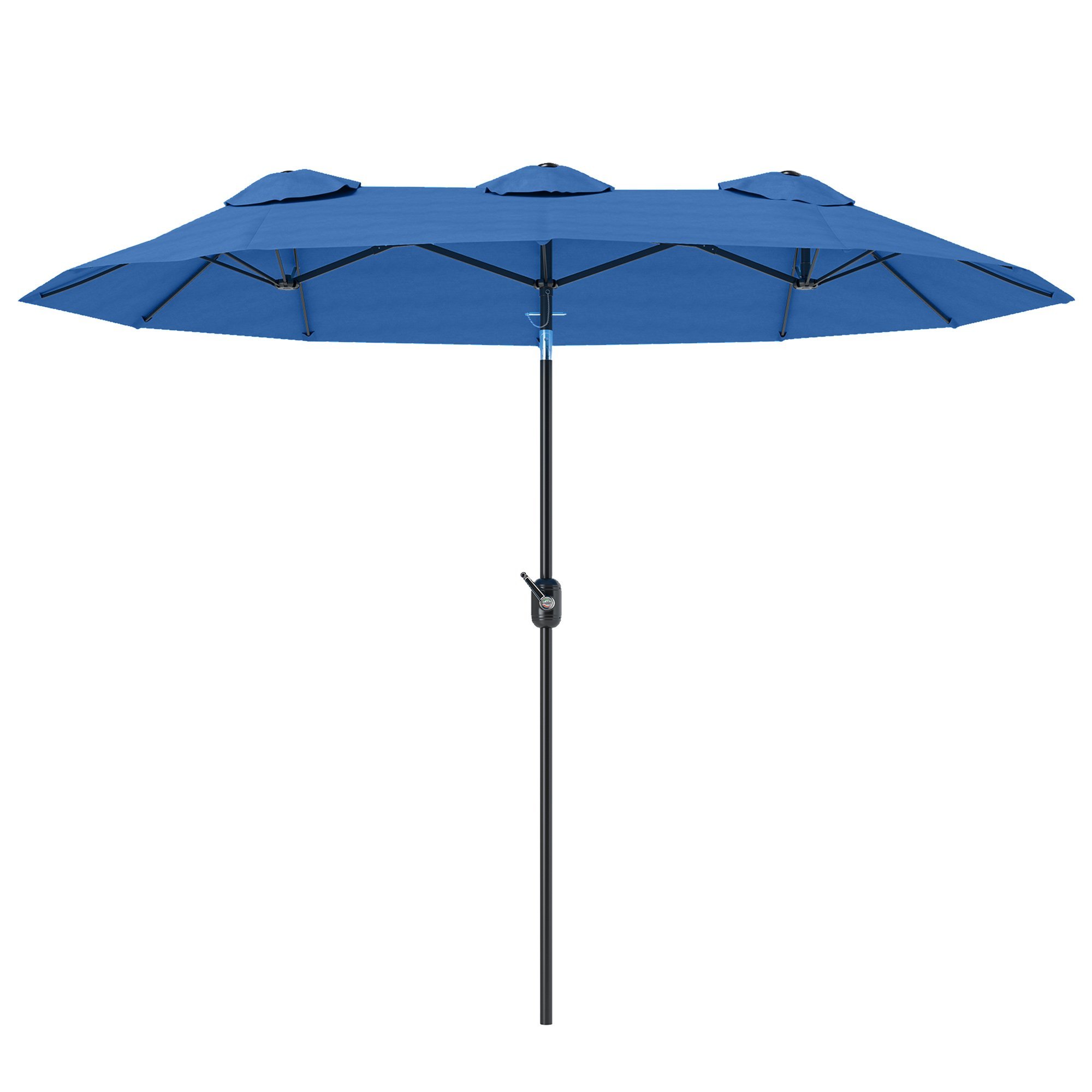 Double-sided Patio Umbrella, 9.5 Outdoor Umbrella With Push Button Tilt And Crank, 3 Air Vents And 12 Ribs, Navy Blue