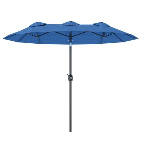 Double-sided Patio Umbrella, 9.5 Outdoor Umbrella With Push Button Tilt And Crank, 3 Air Vents And 12 Ribs, Navy Blue