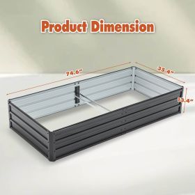 Outdoor Galvanized Raised Garden Bed Kit, Black Rectangle Planter For Vegetables, Fruits, And Herbs