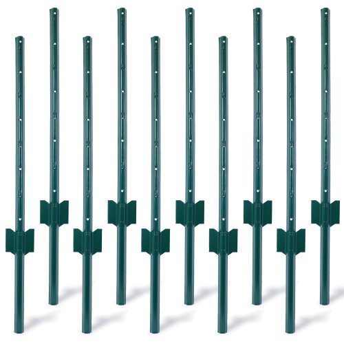 Fence Posts 3Feet - 10Pack, Heavy Duty Metal Fence Post With U-Channel, Steel Fence U-Post For Holding Garden Wire Fence, Corner Anchor Posts Etc.