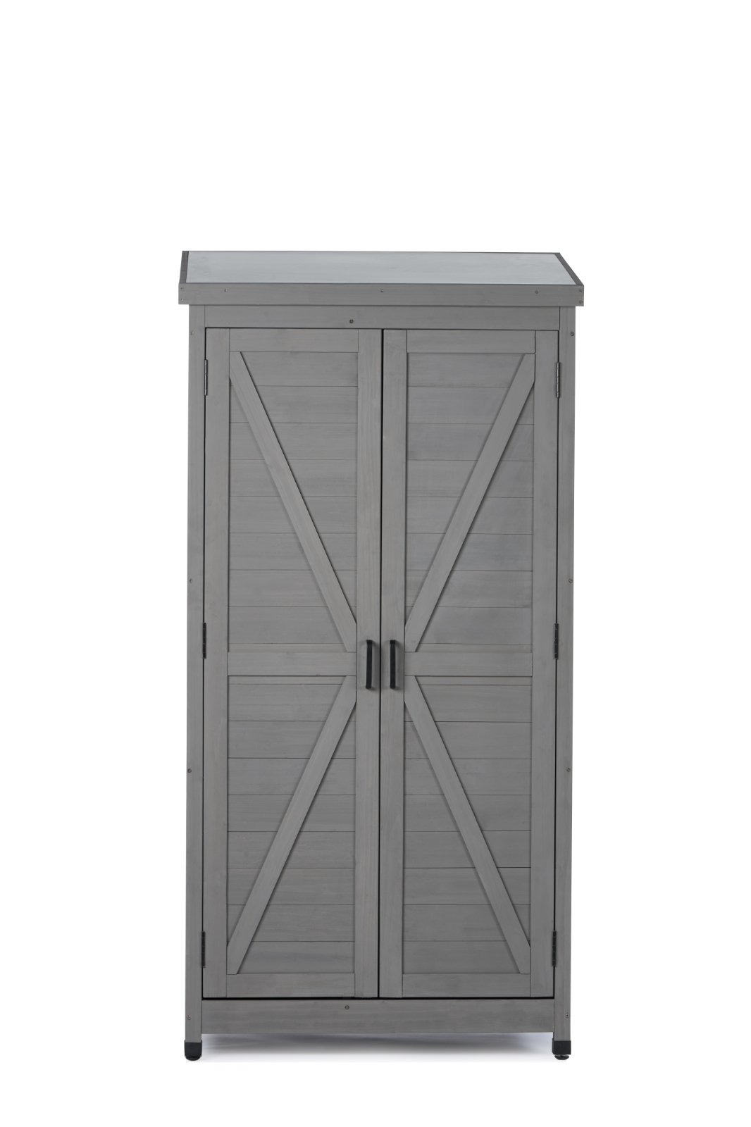 Outdoor Storage Cabinet With Metal Top, 68Tall Garden Shed For Yard