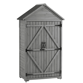 Outdoor Storage Cabinet Garden Wood Tool Shed Outside Wooden Closet With Shelves And Latch