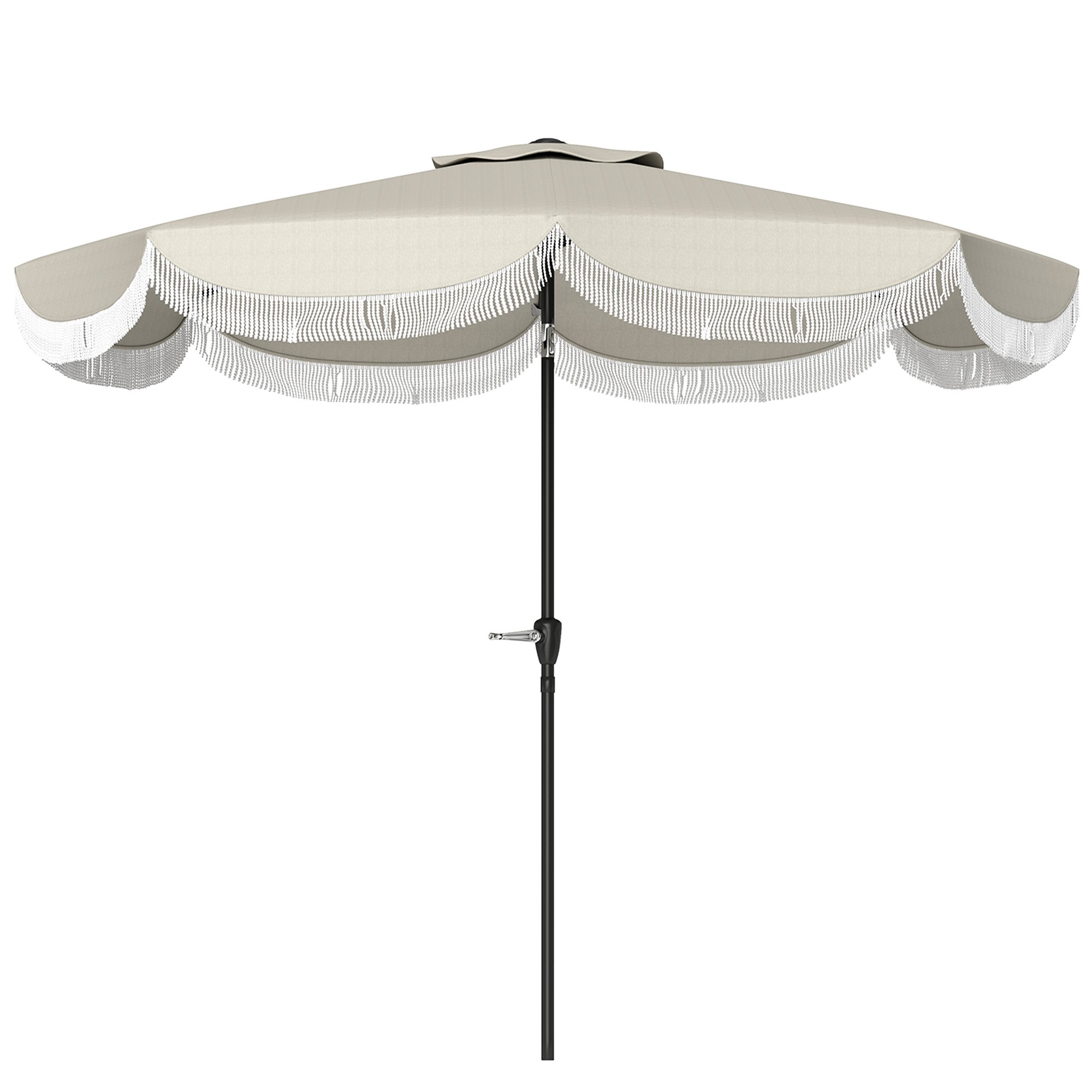 9FT Patio Umbrella,  Outdoor Market Umbrella With Crank, 8 Ribs, Push Button Tilt, Vented Patio Table Umbrella For Deck Backyard Lawn, Light Gray