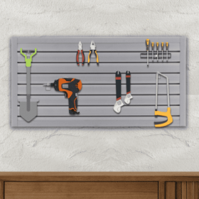 PVC Slat Wall Panels , 4ft X 2ft Garage & Home Storage System , Heavy Duty Interlocking Design , Graphite Finish , 8 Sqft Coverage