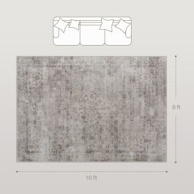 8x10 Machine Washable Area Rug , Non-Slip Traditional Floor Carpet For Living Room, Bedroom, Light Mixed-Brown