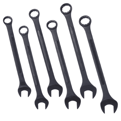 Jumbo Combination Wrench Set Extra Large, SAE, 6-piece,   To 2 Black Oxide, With Pouch