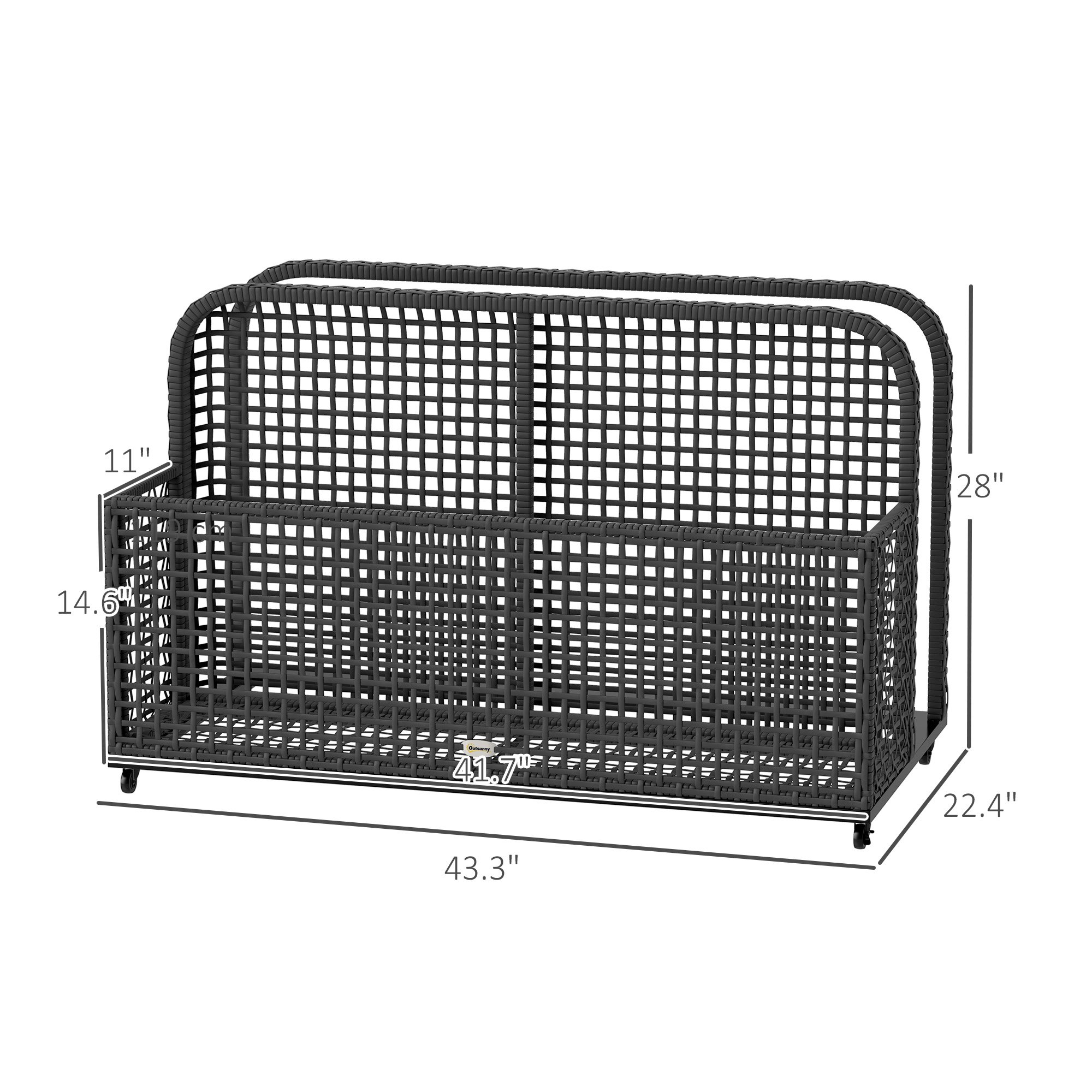Pool Float Storage, Pool Caddy, With Wheels, 43.25 L X 22.5 W X 28 H, Dark Gray