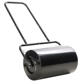 20-Inch Push Tow Behind Lawn Roller Filled With 10 Gal Water Or Sand For Flattening Sod In The Garden, Black
