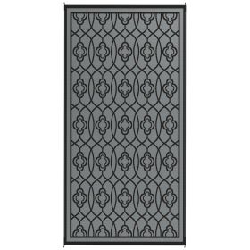 Reversible Outdoor Rug, Waterproof Plastic Straw With Carry Bag, 9 X 18, Black & Gray Lantern