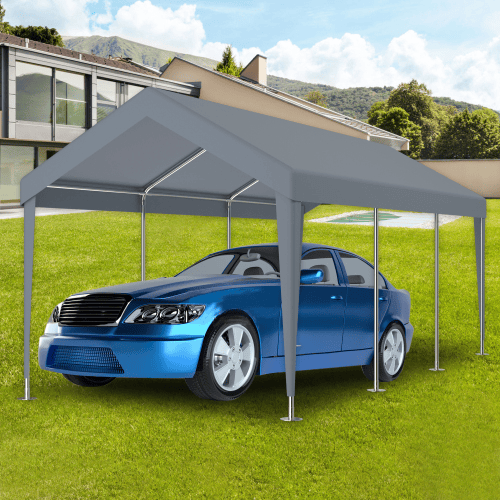 10x20ft Carport Replacement Canopy Cover, Waterproof & UV Protected Tarp With 72 Elastic Buckles Suit For Garage Shelter, Frame Is Not Included,grey