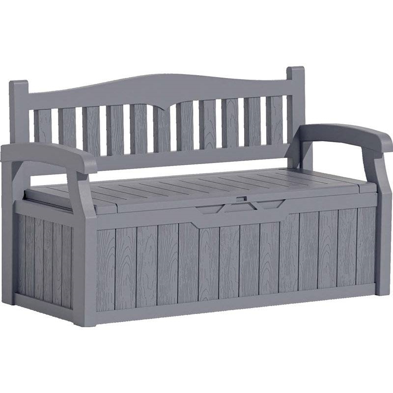 Heavy Duty Grey Plastic Outdoor Storage Garden Bench Patio Deck Box