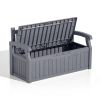 Heavy Duty Grey Plastic Outdoor Storage Garden Bench Patio Deck Box