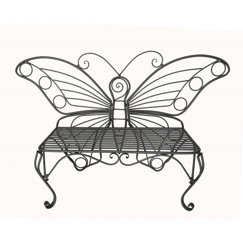 Modern Outdoor Butterfly Garden Bench in Black Metal Finish
