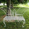 Modern Outdoor Butterfly Garden Bench in White Metal Finish