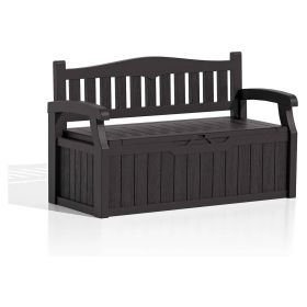 Heavy Duty Black Plastic Outdoor Storage Garden Bench Patio Deck Box
