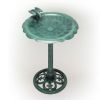 Outdoor Polypropylene Weather Resistant Bird Bath in Dark Green Finish
