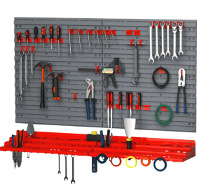 DURHAND Tool Organizer Wall Mounted With 54 Piece Pegboard And Shelf 50 Hooks, DIY Garage Storage With Strong Loading Capacity