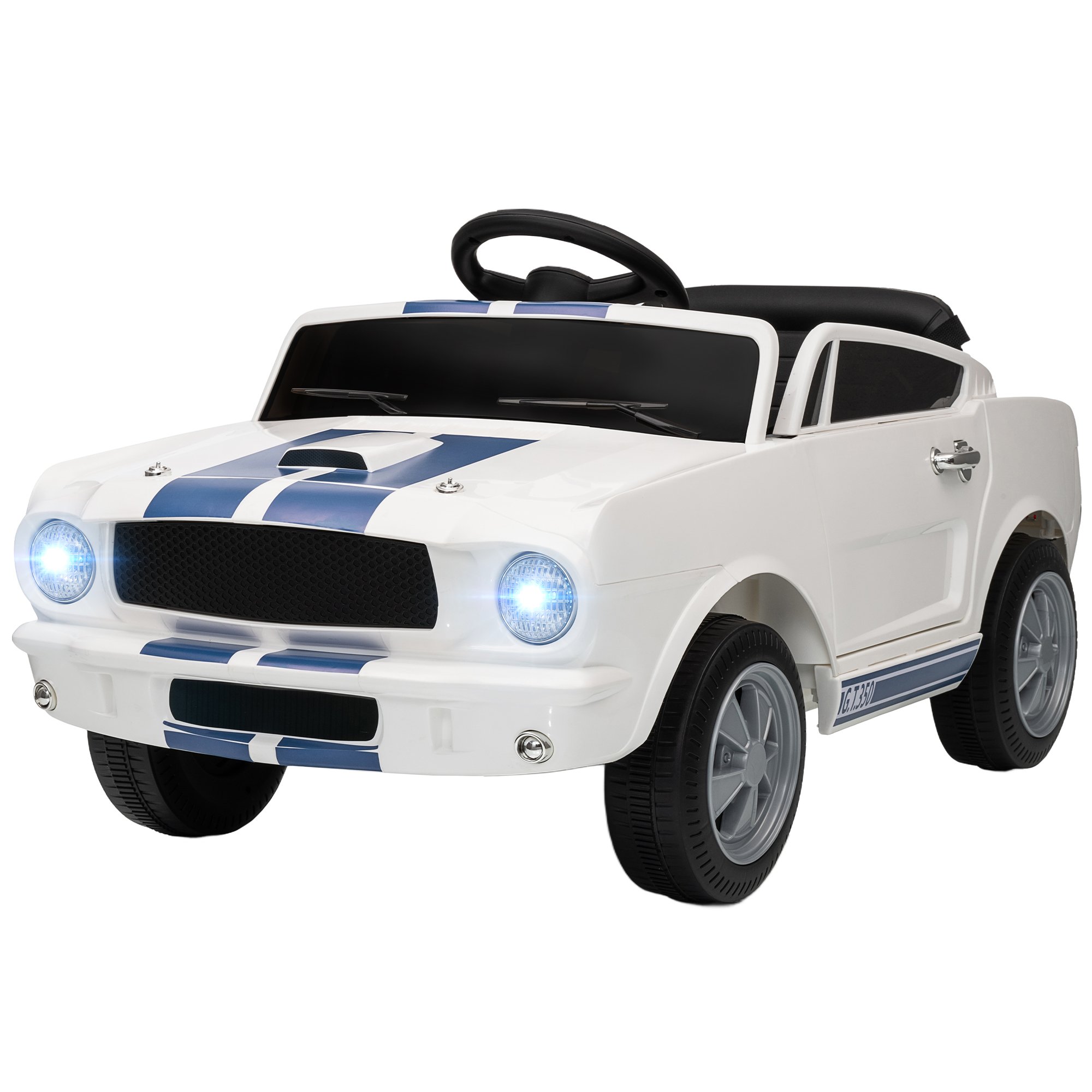 Ride On Car With Remote Control, Adjustable Speed, MP3, Smooth Start, LED Lights, White