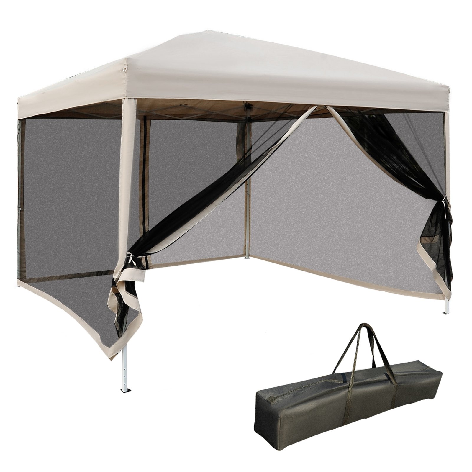 210D Oxford 10' X 10' Pop Up Canopy Tent With Netting, Instant Screen Room House, Tents For Parties,