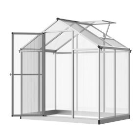 4 L X 6 W Walk-In Polycarbonate Greenhouse With Roof Vent, Outdoor Greenhouse For Winter, Clear