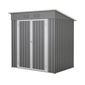 6'x4' Outdoor Metal Storage Shed For Garden Tools Lockable Door With Floor Frame