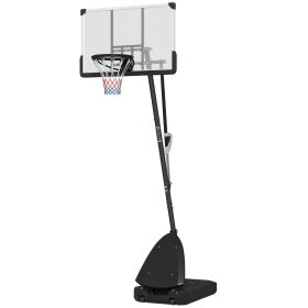 5-10 Basketball Stand, Freestanding Basketball System With 44 Shatterproof Backboard, Rebound System And Wheels