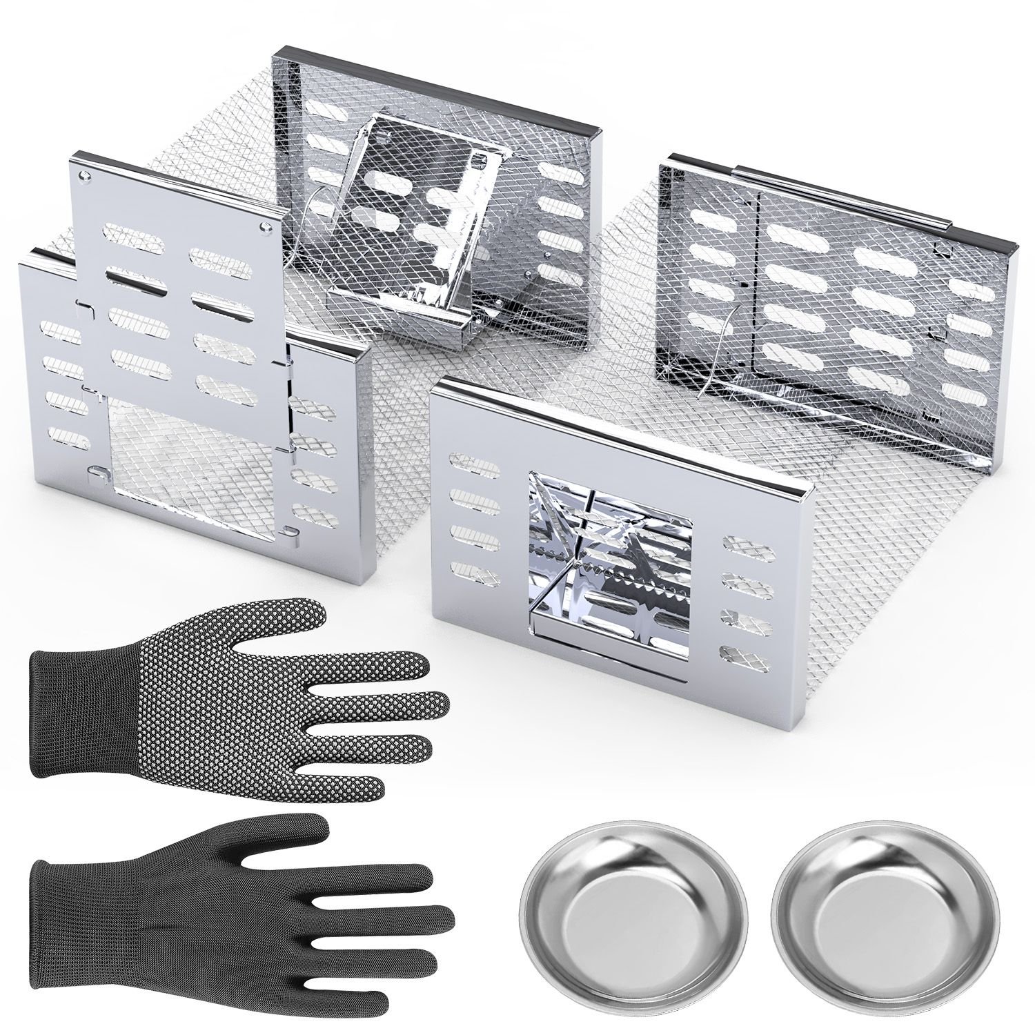 2Pcs Humane Rat Trap Catch And Release Live Mouse Cage Traps With Automatic Continuous Cycle Trapping For Chipmunk Rodent Mouse Small Animals