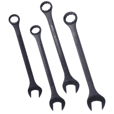 SAE Jumbo Combination Wrench Set Extra Large, 4 Piece ,storage Bag Included ,Black Oxide