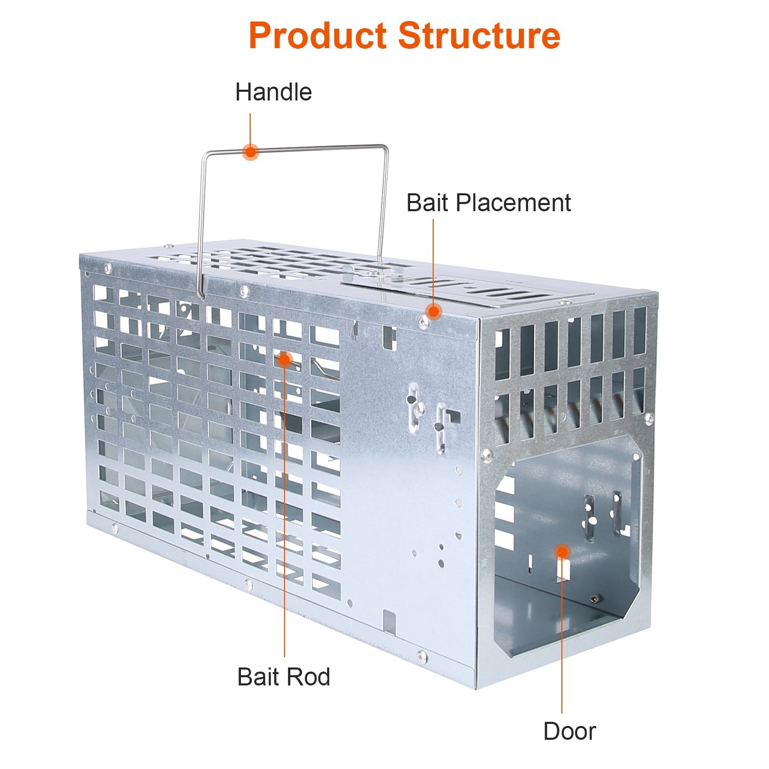 1Pc One Door Humane Live Mouse Trap Reusable Metal Rat Rodent Cage Catch Release Continuous Capture Indoor Outdoor Pet Children Safe