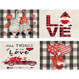 Valentines Day Placemats Set Of 4, 17x12.5 Inches With Gnomes And Hearts Pattern For Holiday Parties And Family Gatherings,Amazon Is Banned