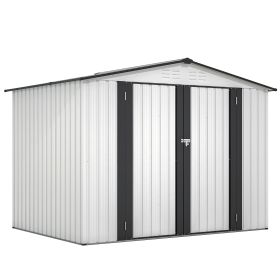 8 X 6 Ft Outdoor Storage Shed, All Weather Metal Sheds With 2 Lockable Doors, Tool Shed For Garden, Backyard, Lawn,White