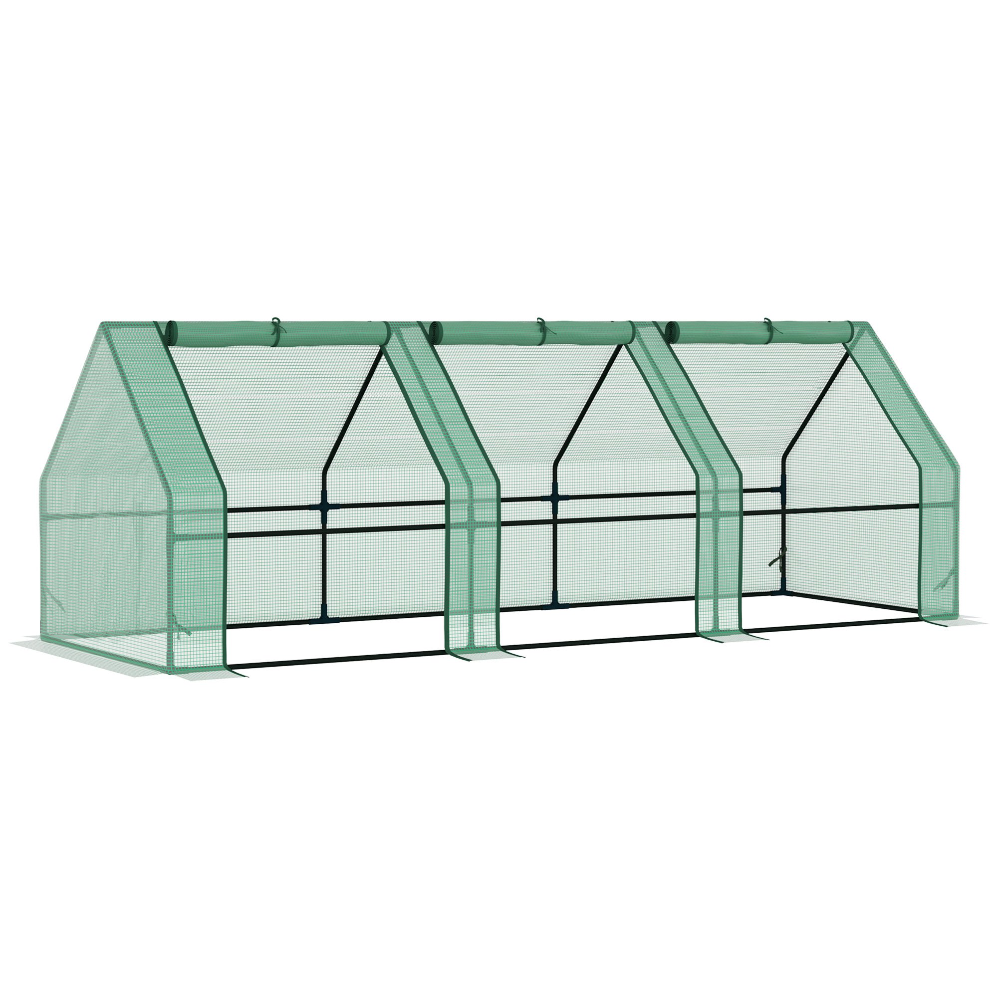Portable Greenhouse 9'L X 3'W X 3'H Large Zipper Doors UV Resistant PE Cover Green Mini Outdoor Plant House